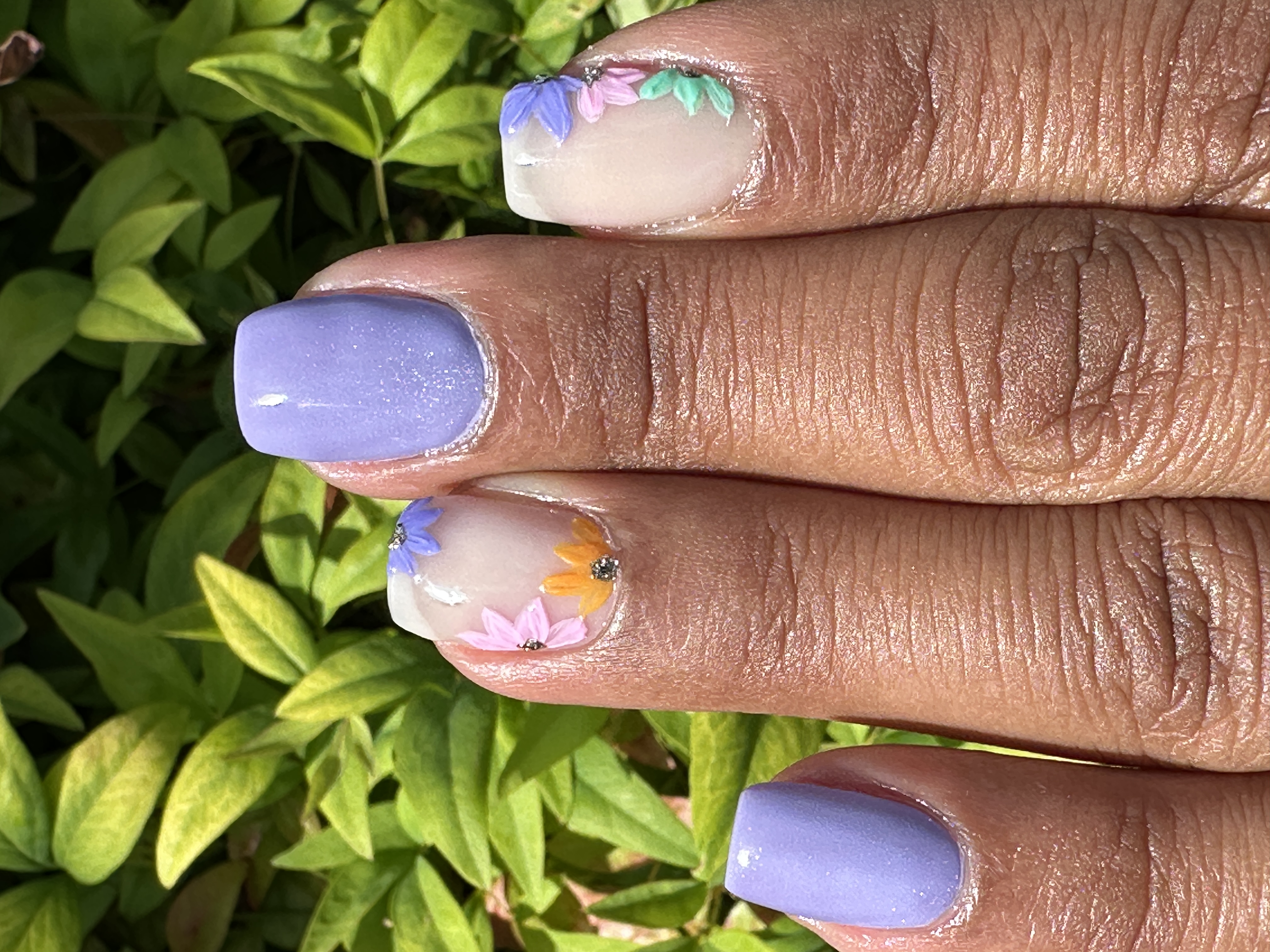 Structured gel manicure with nail art